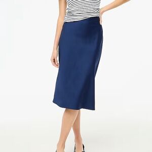 JCrew Factory Silk Slip Skirt in Navy NWT
